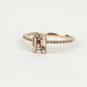 10k solid rose gold morganite & diamond ring